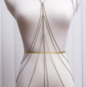 Bellydance hip chain & earrings rhinestone set